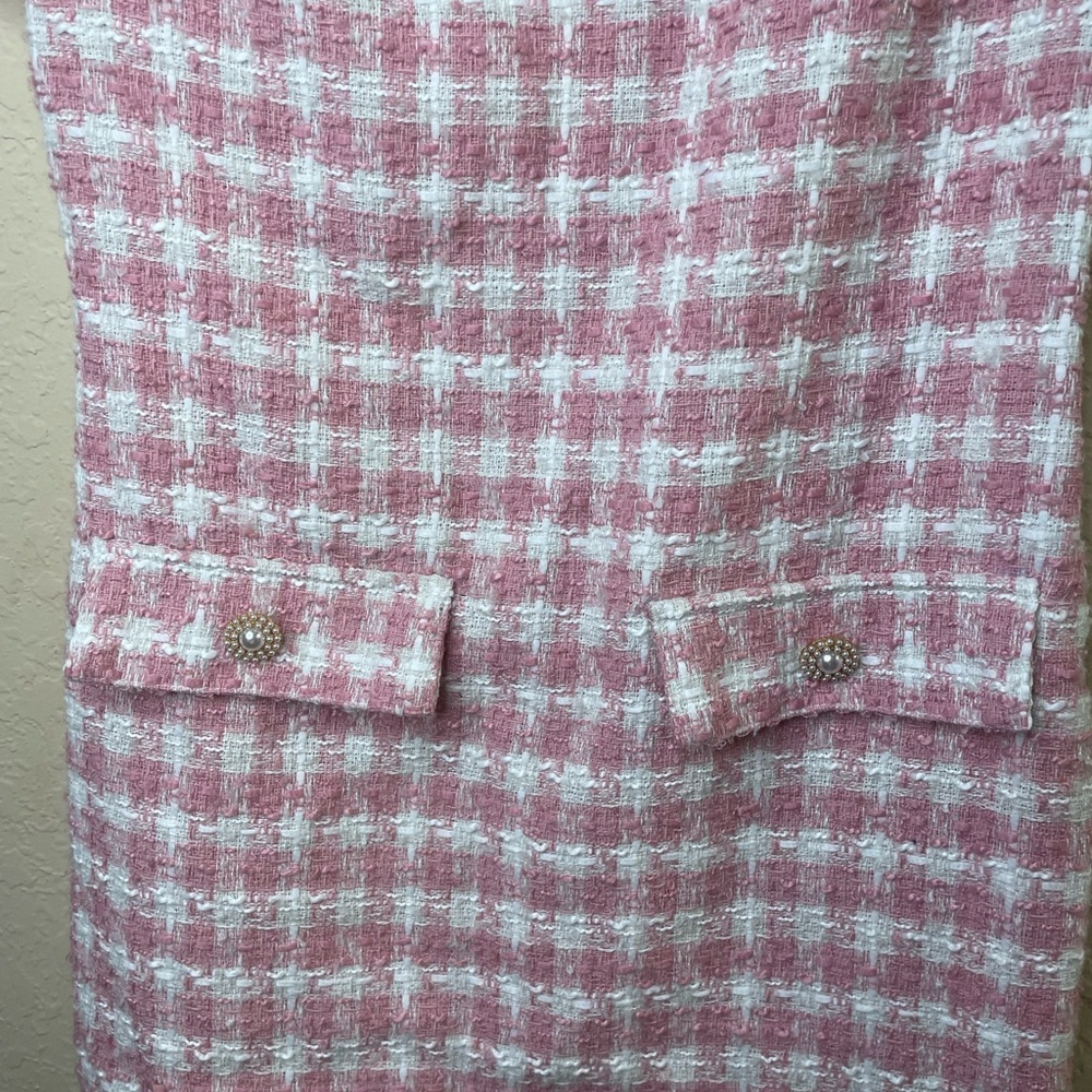 Bepop tweed pink and white stripe‎ dress short sleeve size S - Picture 3 of 8